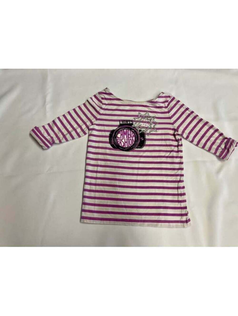 Gymboree Girls Size 8 Purple Striped Camera Fashion Top